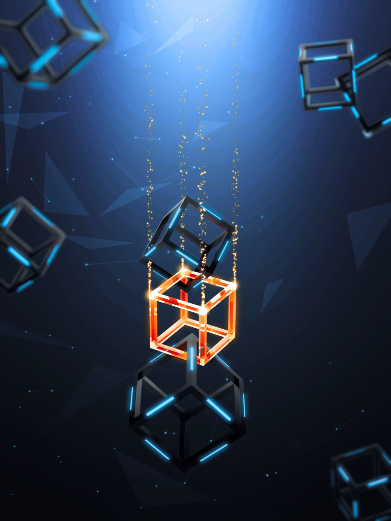 Abstract digital technology representing connected business solutions